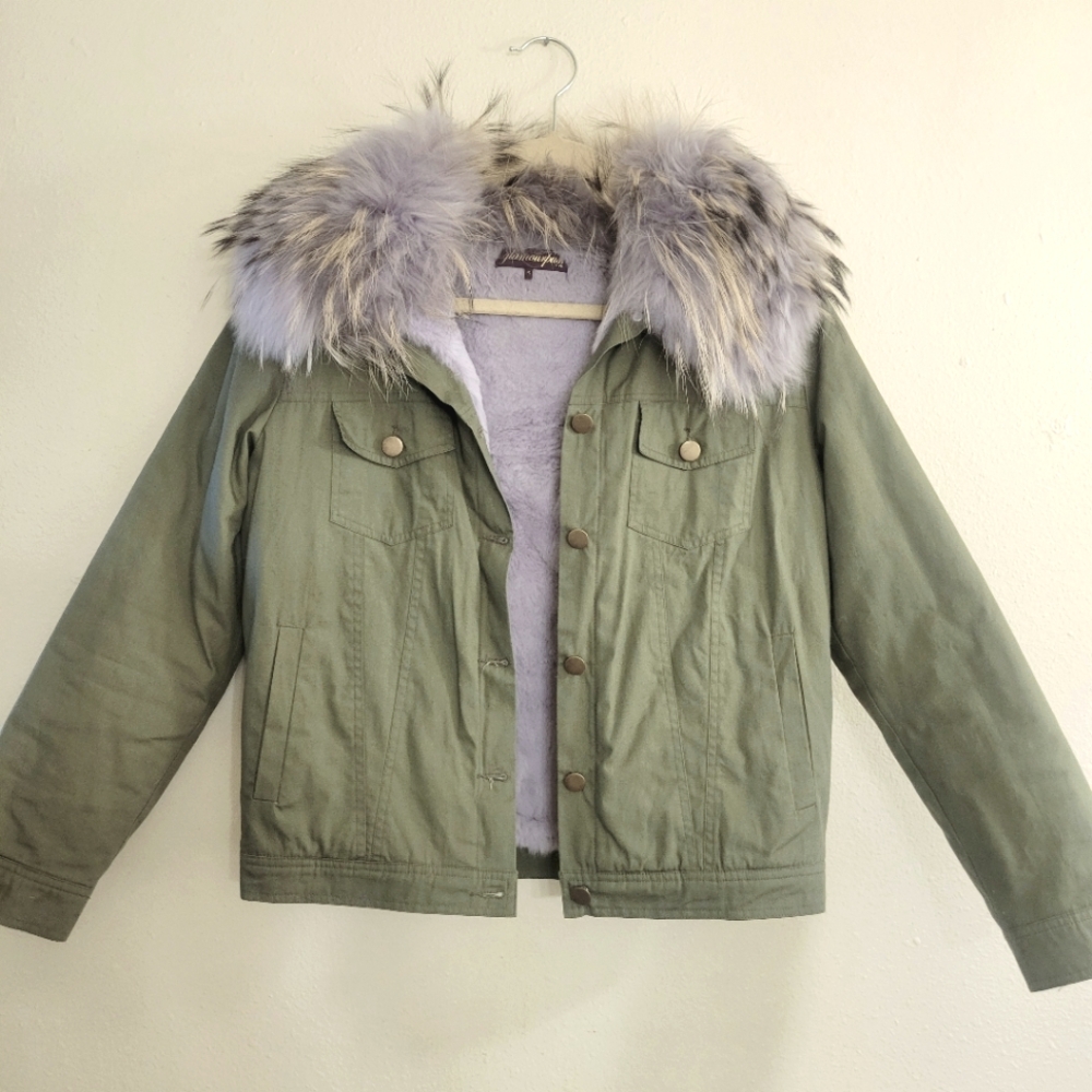 Glamourpuss NYC Real Fur Bomber Jacket